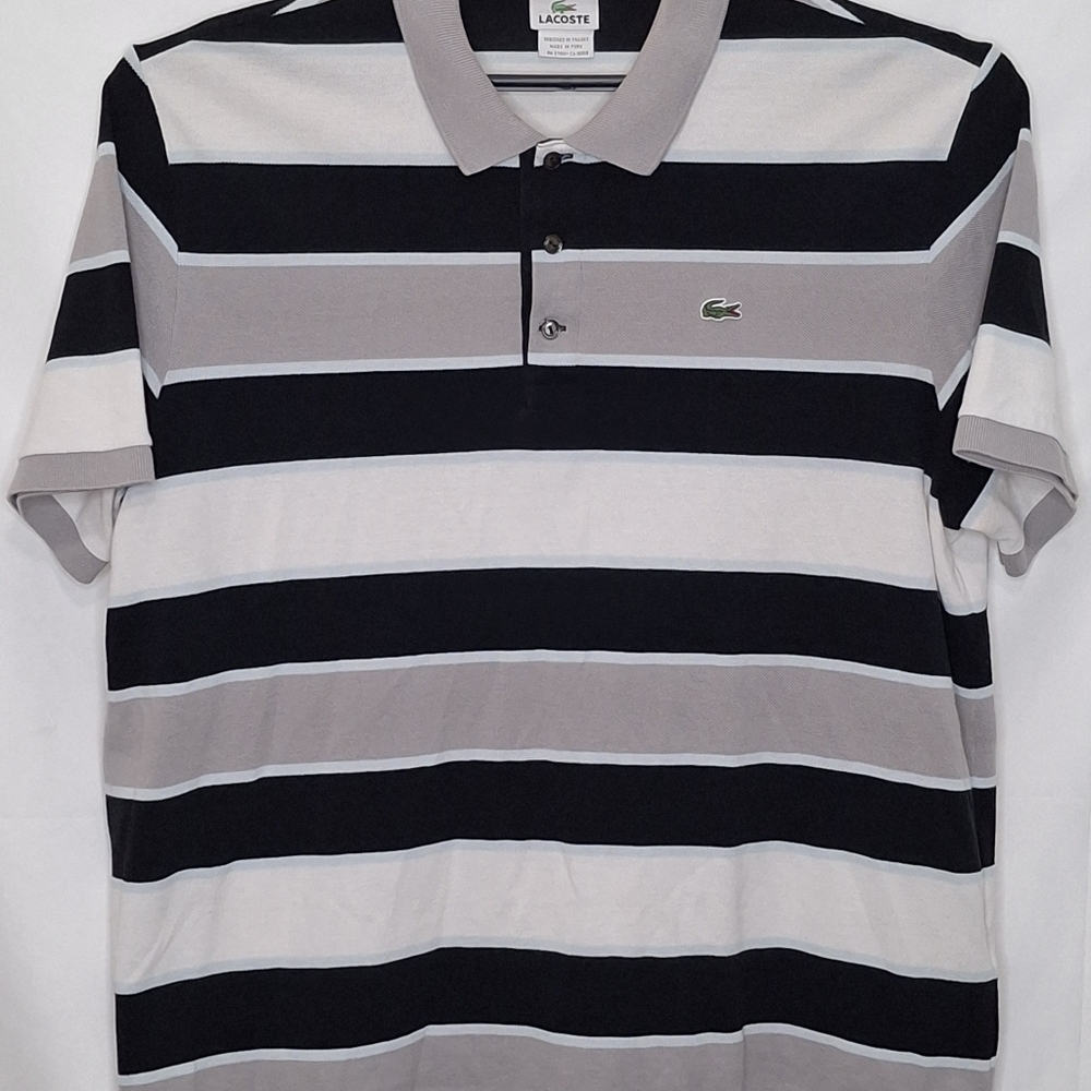 Lacoste Striped Pique Polo Shirt Size XXL (7)